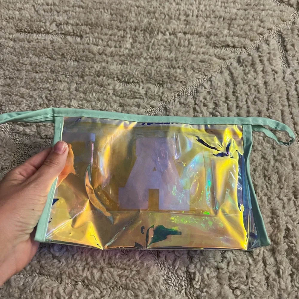 Iridescent Pouch with Initial A